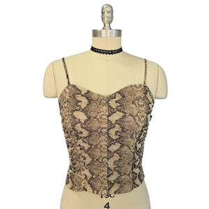 Vintage Y2K Mesh Snakeskin Top Size L Animal Print Sleeveless Tank Trashy